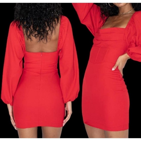 Princess Polly LILLIE Long Sleeve Mini Dress Red Size 10 - Picture 3 of 6